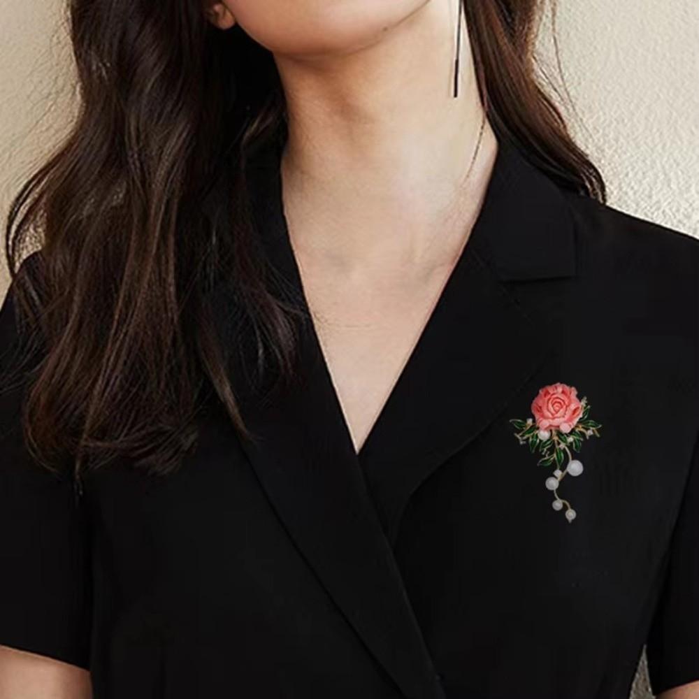 Zircon Pearls Brooches Sparkling Brooches New Peony Flower Brooches Waist Accessorizing