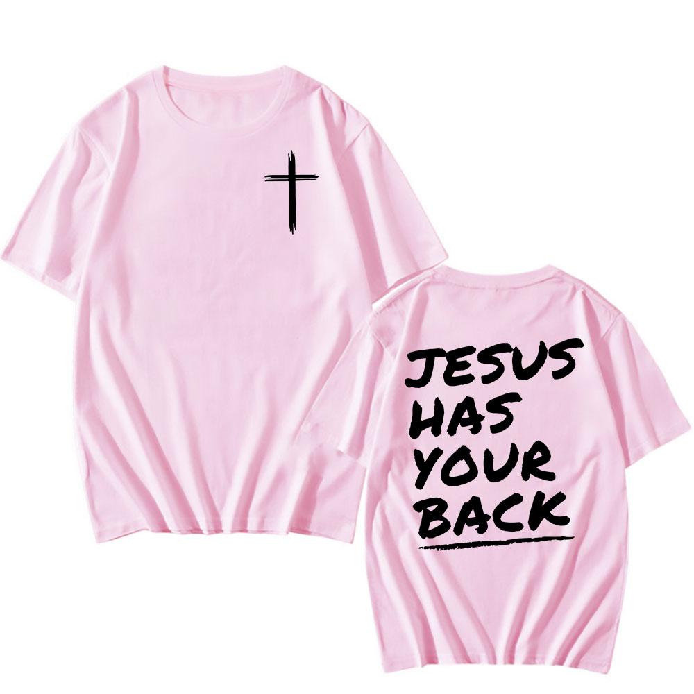 Gesù ti copre le spalle T-shirt Versetto Biblico Cristiano 2026 T-shirt Estiva Cotone Alta Qualità T-shirt Abbigliamento Uomo/Donna Camisetas