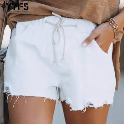 Damenmode, lässig, einfarbig, bedruckt, Sport-Shorts mit hoher Taille