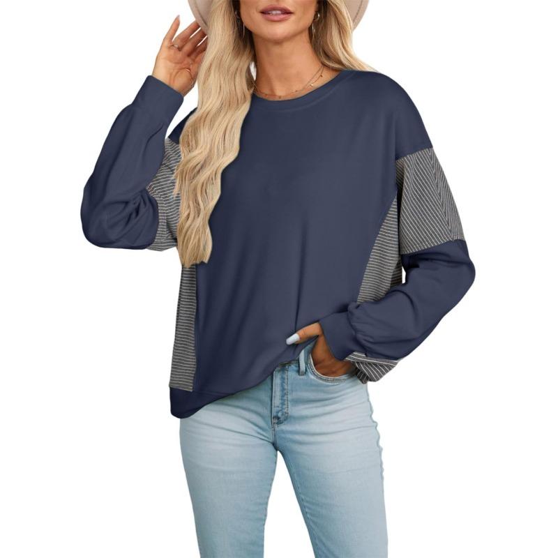 IHUASU Women's Fashion Casual O-Neck Long Sleeve Blouses & Shirts