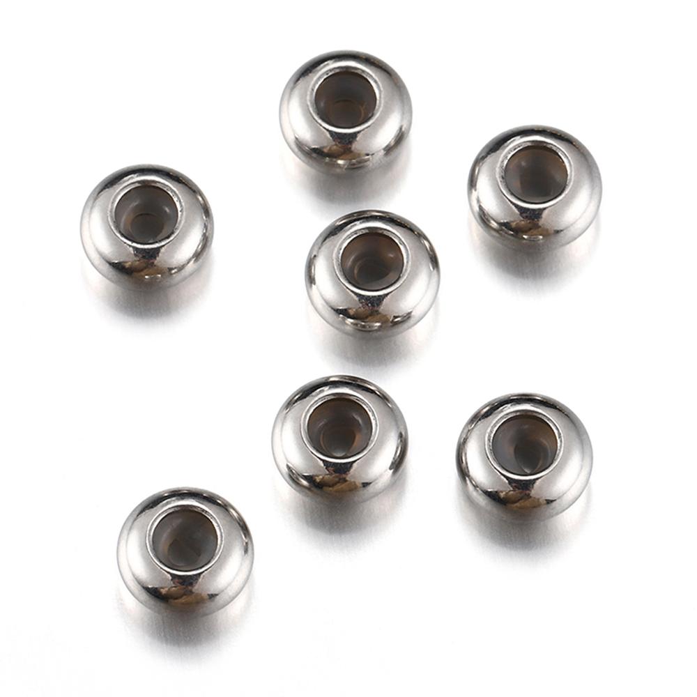 

10pcs 6/7/8/10mm Stainless Steel Adjustment Beads with Non-slip Silicone Ring Gold Stopper Spacer Beads for Jewelry Making DIY 6mm