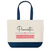 Tote Bag - PLANETEE - Blue Bottom Shopping Bag Pianist On Holiday - Cotton 40 X 45 Cm - No Closure - Made In France