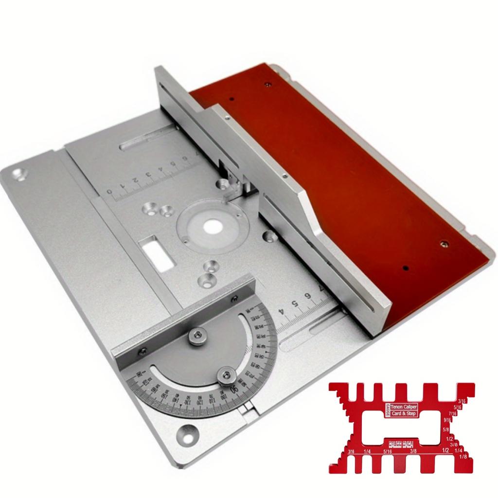 Wood Milling Flip Board W/ Sliding Fence Tenoning Stopper Block & Miter Gauge Guide Set - Woodworking Router Table Insert Plate