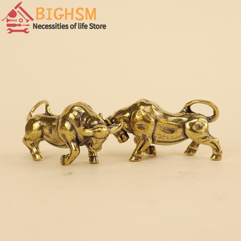 1 Stück Glückliches Kupfer Tierfigur Miniatur Ornament Messing Stierkampf Statue Für Heim- & Büro-Schreibtischdekoration