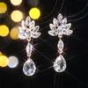 European and American Luxury Colorful Rhinestone Flower Stud Earrings for Women