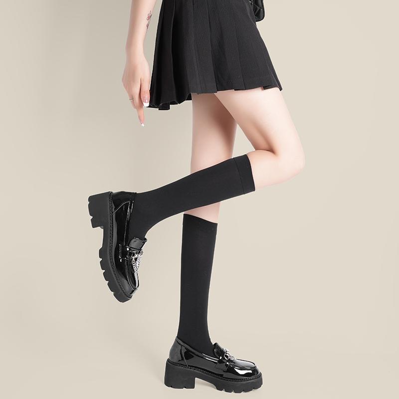 Thick -Soled British Style High -Heeled Loafers Women 'S Summer Black Single Shoes Retro French Niche Sweet And Cool Mary Jane Small Leather Shoes