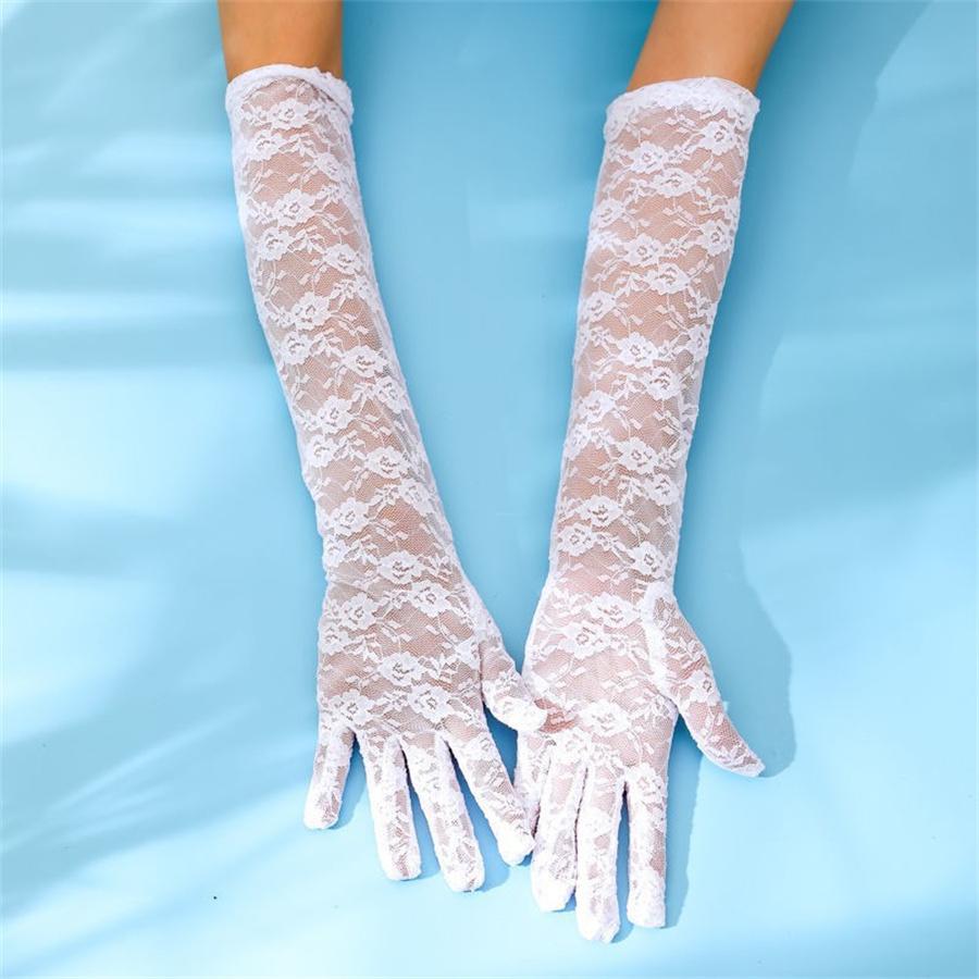 

Women Elegant Long Lace Gloves, Floral Sheer Mesh Opera Gloves for Wedding Bridal, Tea Party, Costume, Cosplay, Prom, Sun Protection L
