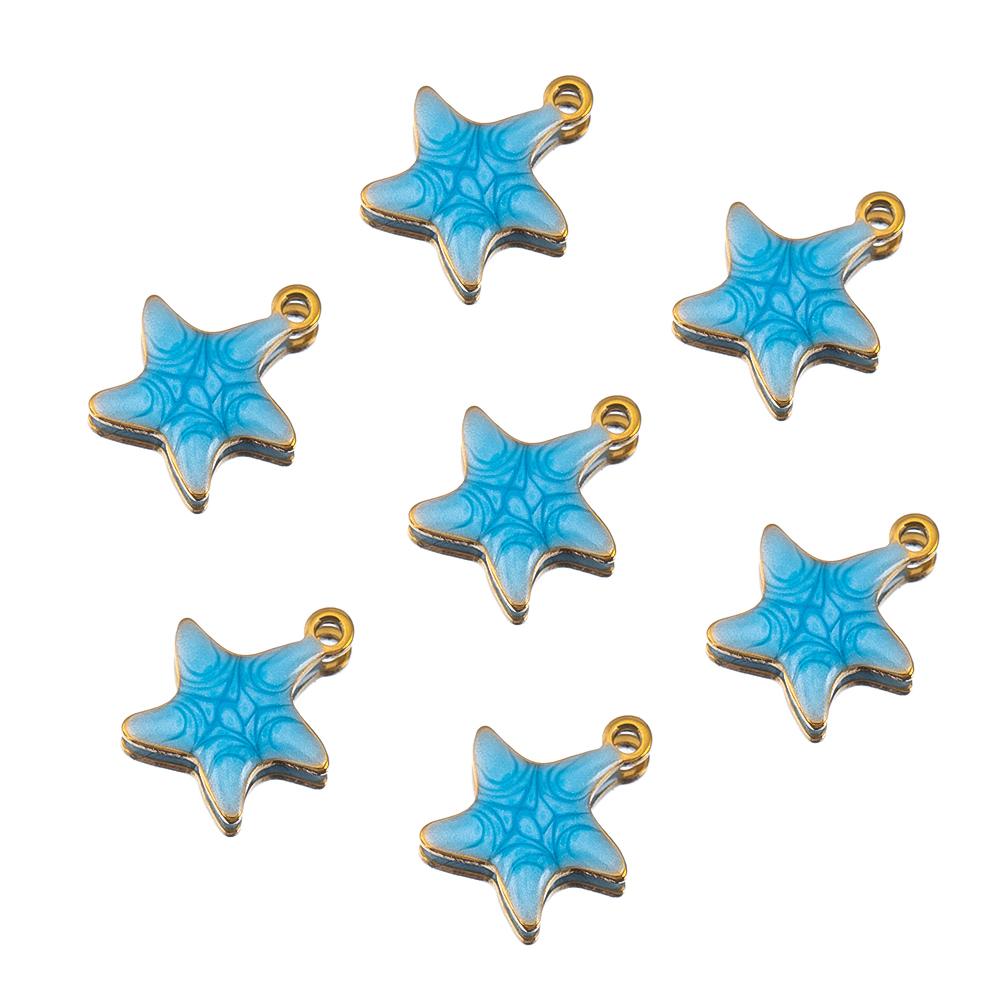 10pcs New Stainless Steel Colorful Marine Coral Starfish Fish Seaweed Charm Necklace Earring Pendant Base for DIY Jewelry Making