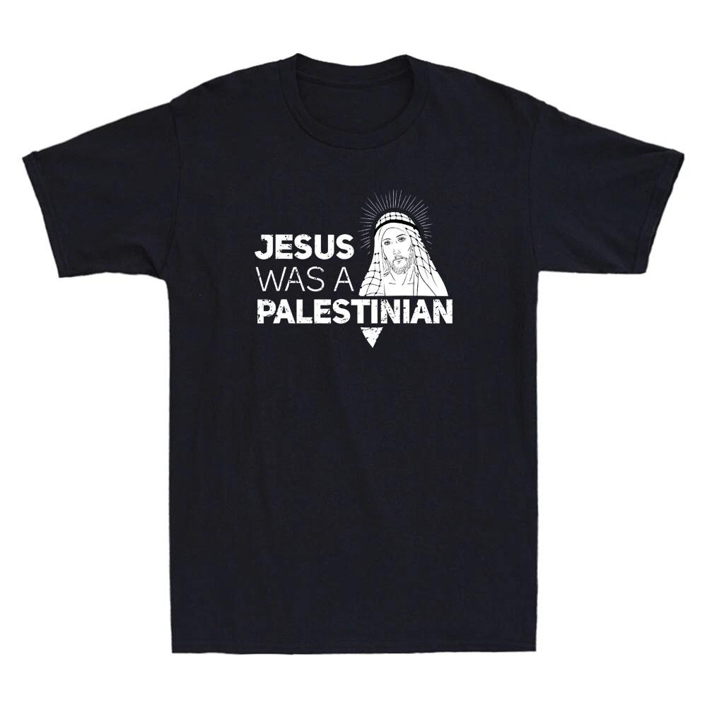 Jesus Was A Palestinian Funny Jesus in Palestinian Keffiyeh Scarf Men s T-Shirt XL