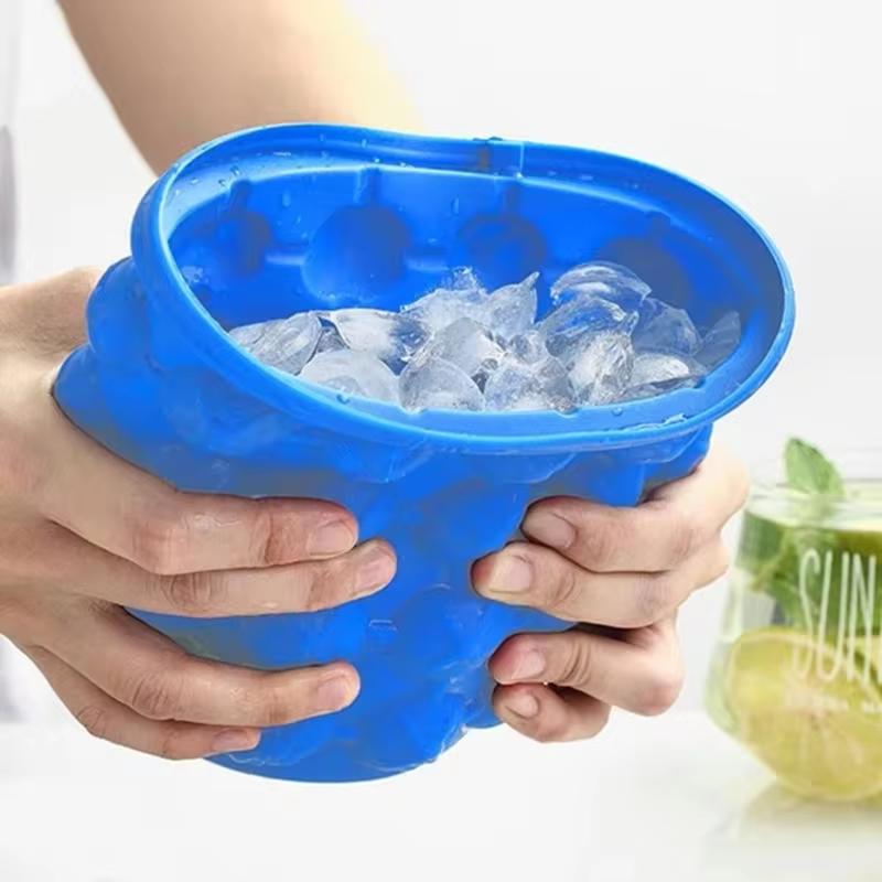 

1/2/3pcs Ice Cube Mold Ice Tray Large Silicone Ice Bucket 2-In-1 Ice Cube Maker Circular Portable Suitable Summer Drink Whiskey