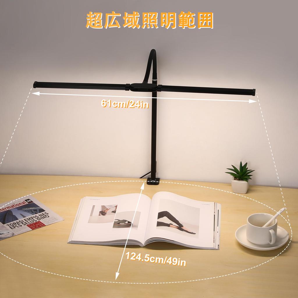 Büro LED Schreibtischlampe, Augenfreundliches Schreibtischlicht mit 3 Farbmodi, 10 Helligkeitsstufen, Verstellbarer flexibler Schwanenhals, 18W DC12V Schreibtischlampe mit Klemme