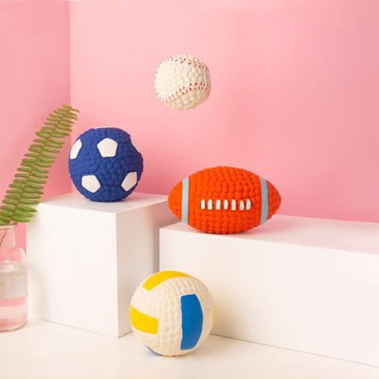 Hund Latex Ball Spielzeug Quietschspielzeug Fußball Tennis Interaktiver Kauspielzeug Welpen Zahnungsspielzeug für Aggressive