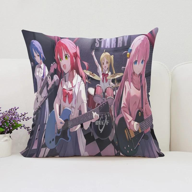 40x40cm B-Bocchi the Rock  Reversible Printed Pillow Covers Sofa Cushion Covers Chair Lumbar Cushion Bed Sleeping Pillow