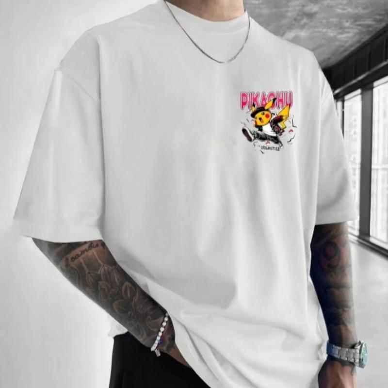 Cartoon Super Cool Pikachu Print T-shirt Summer New Men's and Women's Y2K Harajuku Loose Casual Short-sleeved Top