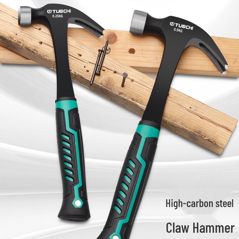 Einteiliger Rundkopf Schafshornhammer: Kleines Eisenbearbeitungswerkzeug mit Nagelauszieher und Eisengriff.