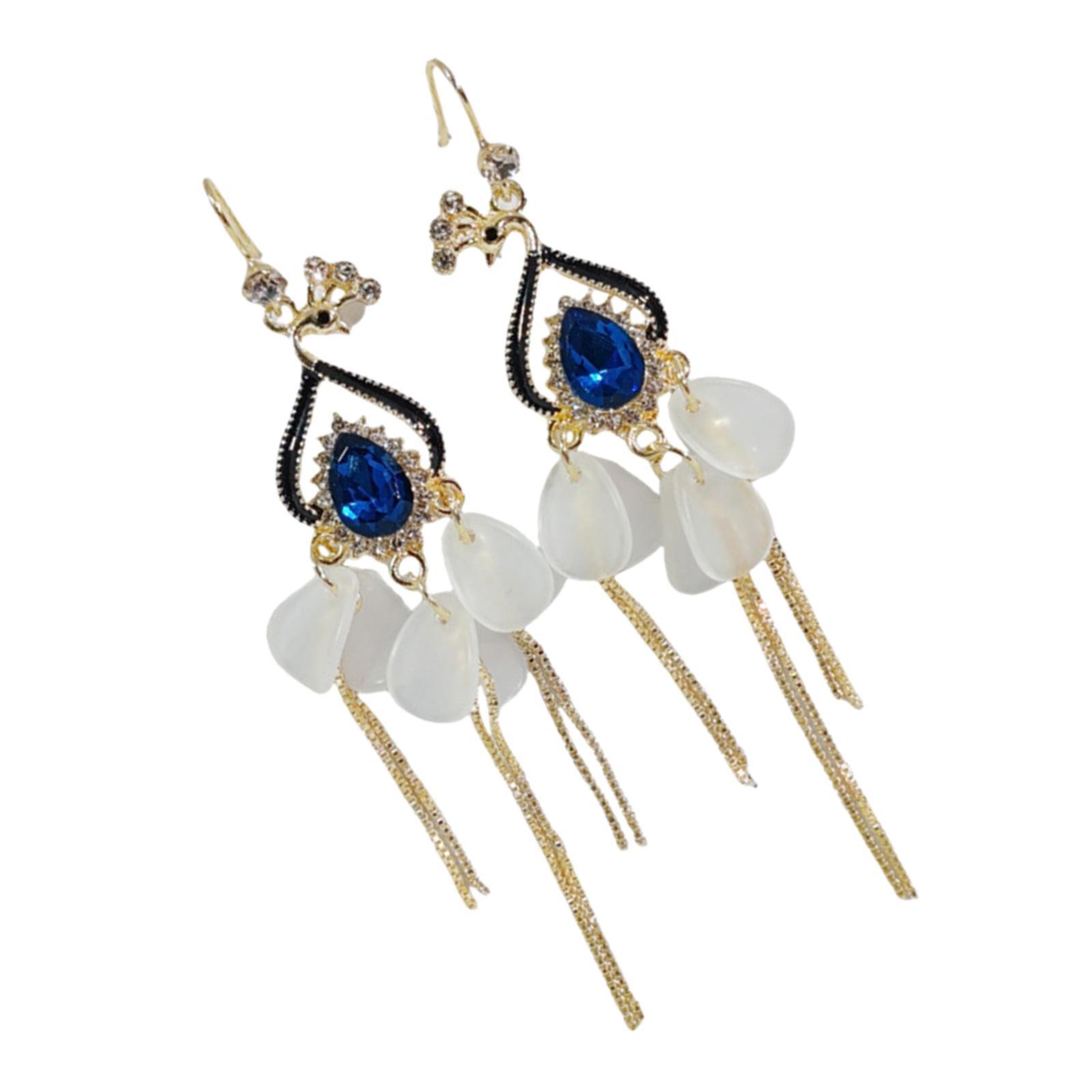 

Fashionable Alloy Peacocks Earrings Attractive Peacocks Inspired Drop Earrings With Shimmering Crystals for Gatherings 1