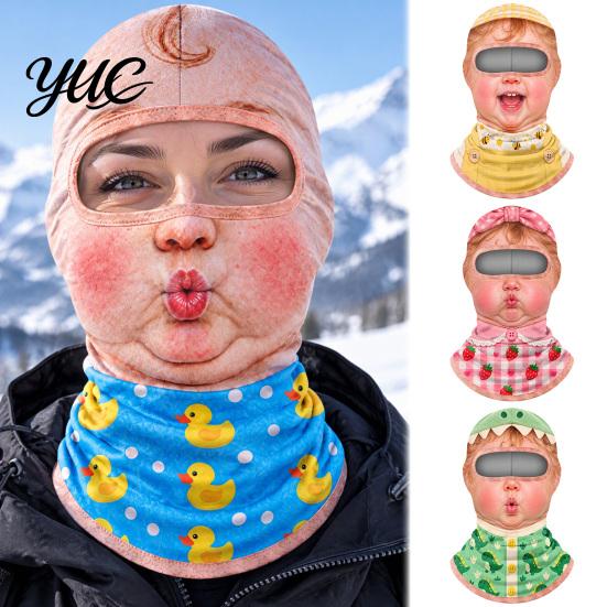 Funny Face Balaclava Baby Mask, Breathable Ice Silk Cover, Anti-Slip Covering Full Protection Neck Gaiter for Outdoor Cycling Riding Sun Mask