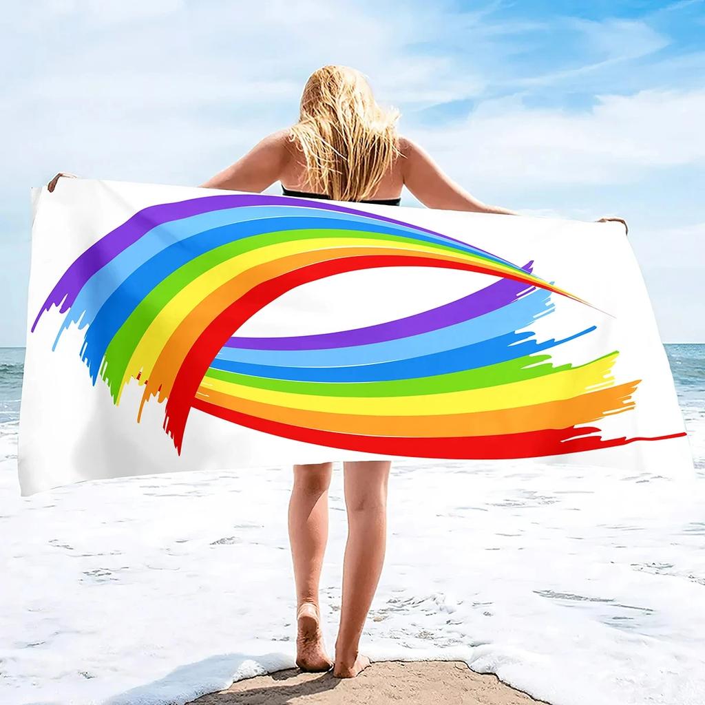 Asciugamano da Spiaggia Arcobaleno in Microfibra Asciugamano da Bagno Orgoglio Gay LGBT Assorbente Anti Sabbia Asciugatura Rapida Asciugamani da Piscina per Sport Spa Palestra Nuoto