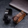 Trendy Totem Design Triangular Viking Rune Bracelet Men's Bracelet Genuine Leather Nordic Viking Accessories Jewelry Wholesale