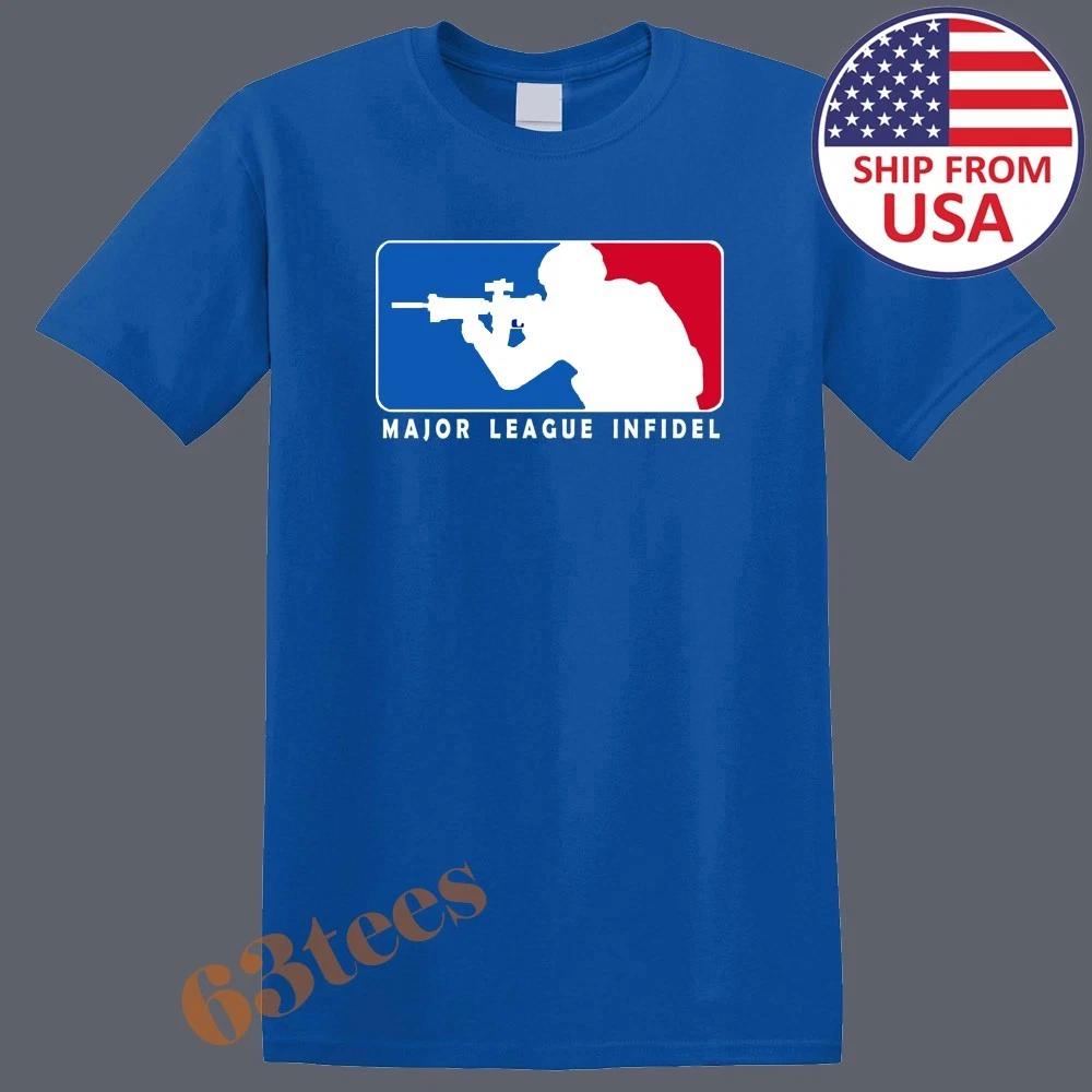 

MLI Major League Infidel Shooting Guns Firearms Men s T-Shirt Women s Tee Top Unisex Blue Size S to 5XL M