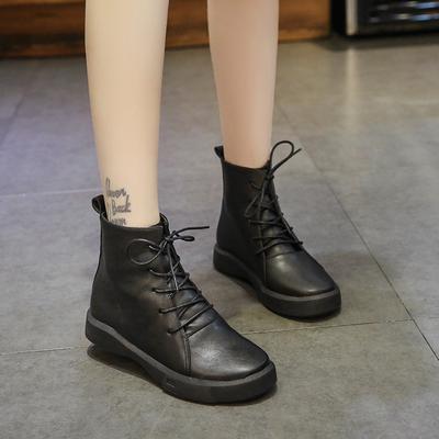 Women Boots Leather Winter Boots Handmade Lace-up Woman Shoes Casual Ankle Boots For Women Fashion Round Top  Boots