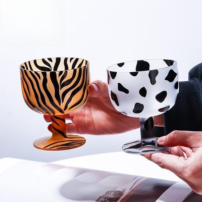 Kreativer Handgemalter Cartoon Hoher Dessertbecher Kristallglas Saft Eis Milchbecher