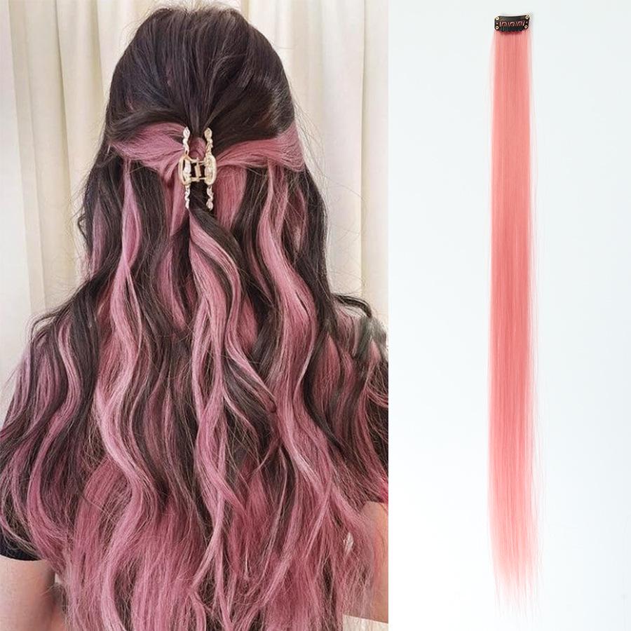 Colorful Invisible Clip-In Hair Extension: High-Temperature Silk for Highlighted Straight Hair
