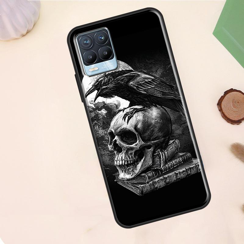 Skull Crow Flower Case For Realme C75 C63 C61 C55 C51 C53 C35 C65 C67 C71 11 12 13 14 15 Pro Plus GT6 GT7 Pro