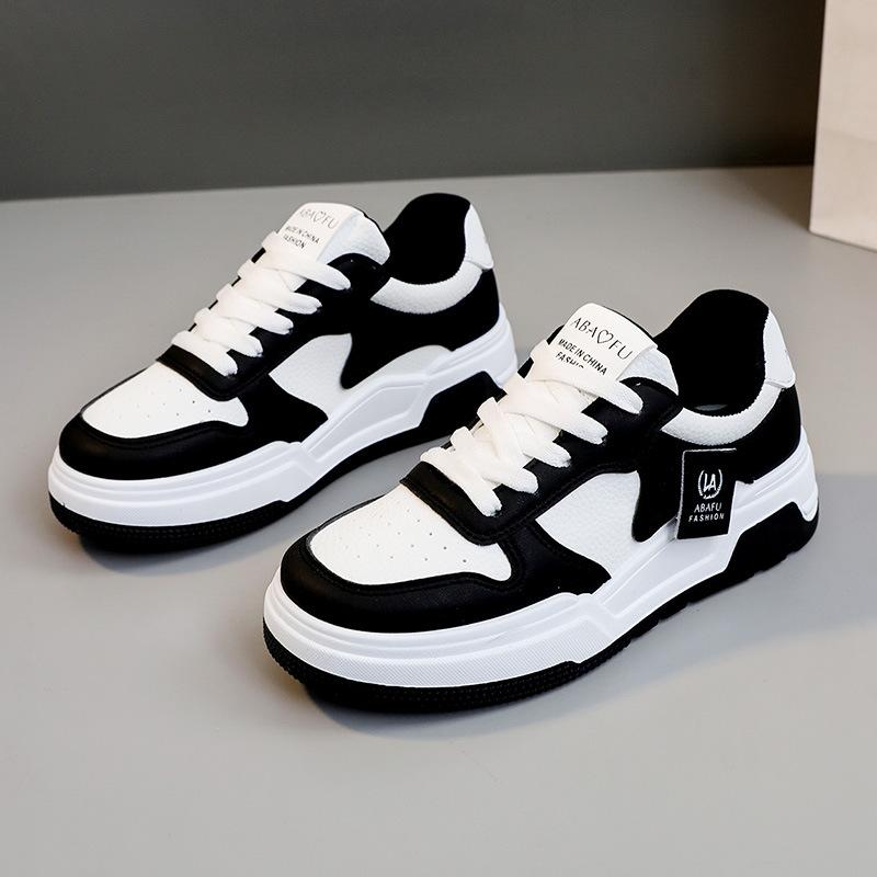 

[Customized] RD6505 new 2025 breathable board shoes leather surface matching versatile thick sole heightening women s shoes sports trend 40