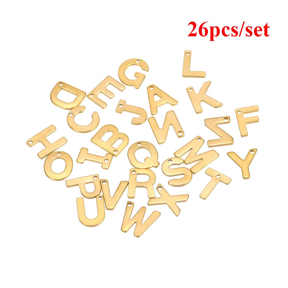 30pcs Stainless Steel Gold Color A-Z 26 Letter Pendant Alphabet Charms Pendant for DIY Jewelry Making Earrings Bracelet Necklace