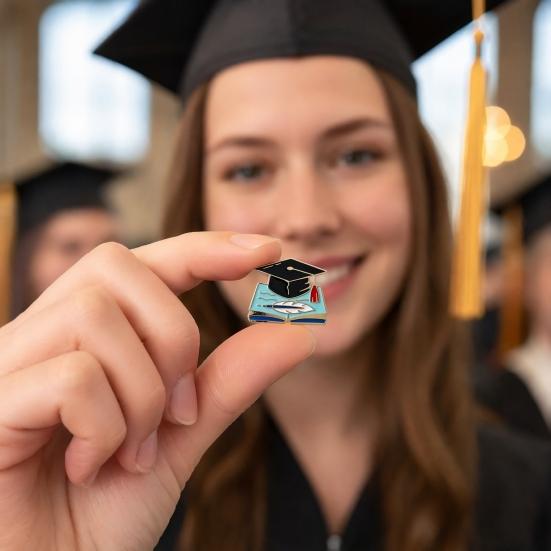 Brooch Pin, Small Graduation Hat Design Lapel Pin, Enamel Design Secure Metal Pin for Uniforms Bags Scarves Shirts