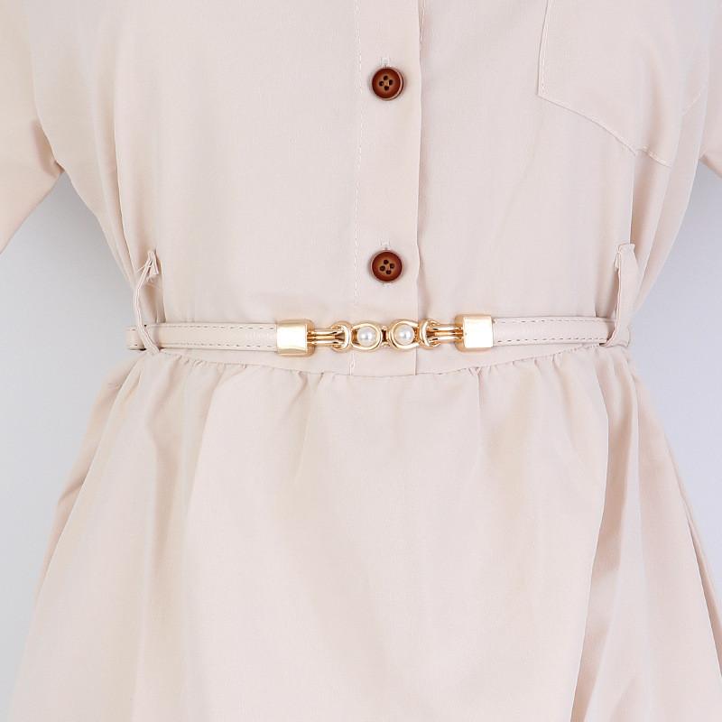 Pu Leather Minimalist Waist Belt With Metal Buckle For Office And Dresses Casual