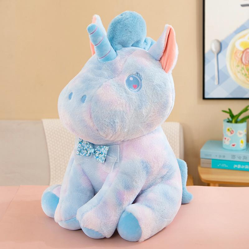 Colorful Unicorn Plush Toy Tie-dye Pony Doll Fantasy Color Sleeping with Pillow Children's Birthday Gift Rag Doll