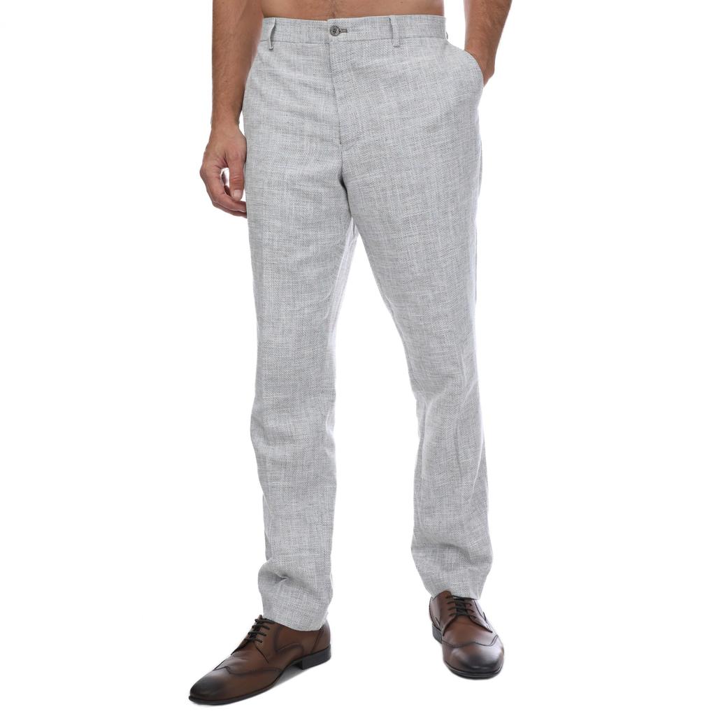 Guide London Mens Triple Colour Yarn Textured Woven Slim Suit Trousers