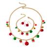 Christmas Tree Bells Bracelet Necklace Earrings, Premium Contrast Color Bells Jewelry Set
