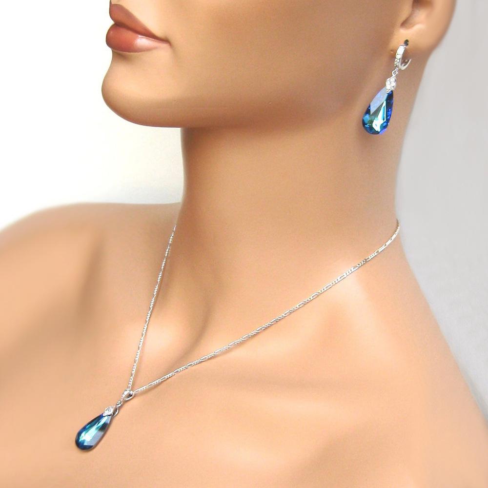 Huitan Retro Long Blue-Green Zirconia Water Drop Earrings