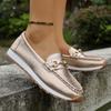 Fashion Gold Silver Metal Chain Flats Shoes Women Spring Autumn Plus Size Platform Loafers Woman Slip On Soft Bottom Casual Shoes Female