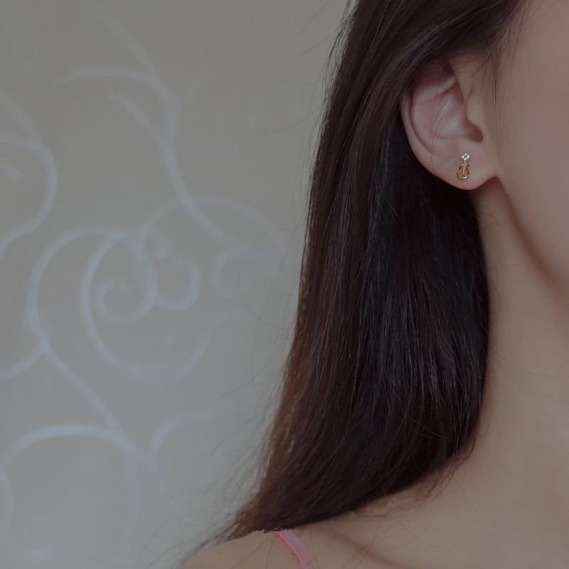 925 Sterling Silver Plated 14K Gold Crystal Asymmetry of Notes Stud Earrings Women Exquisite Everyday All-match Jewelry