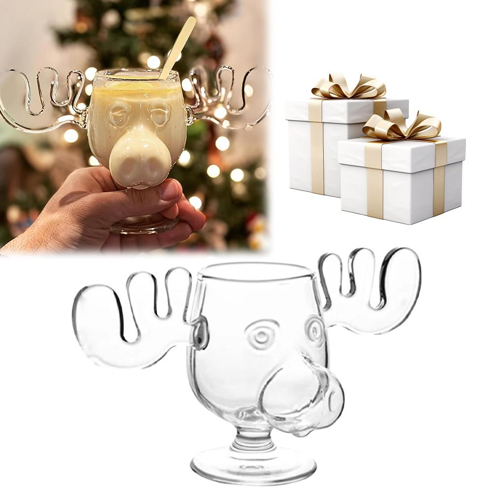 Tazza di Natale 240ml 8oz Testa di Renna di Natale Creativa Vetro Alce Vetro per Latte Vetro per Vino Birra Acqua Succo Vetro per Latte