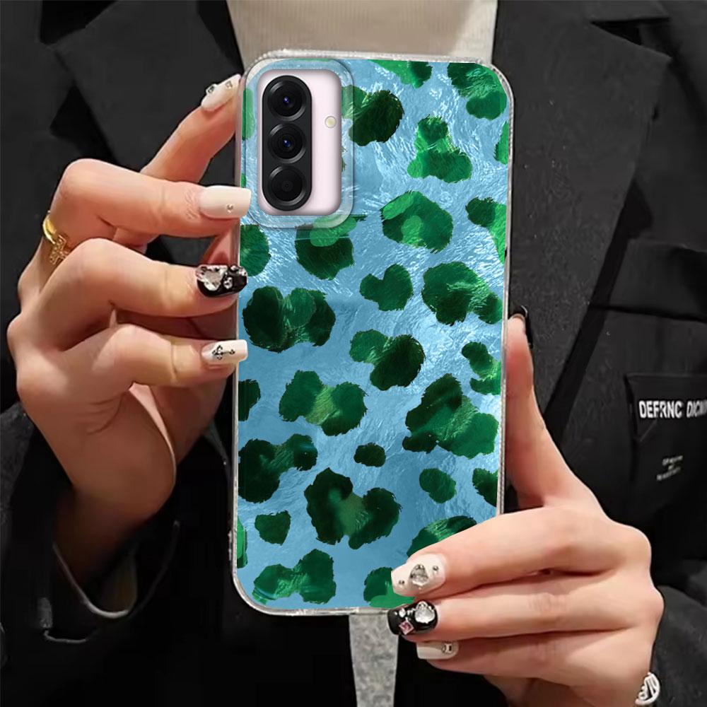 Pink Green Leopard Print Women Phone Case for Samsung Galaxy A16 A55 A07 A17 A56 A36 A26 A53 A06 A14 A24 A34 A54 A15 A12 Cover
