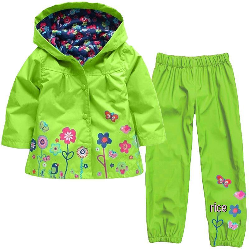 Girls' Cute Flower Windproof Waterproof Hooded Jacket - Kids Spring/Autumn 2016 Collection