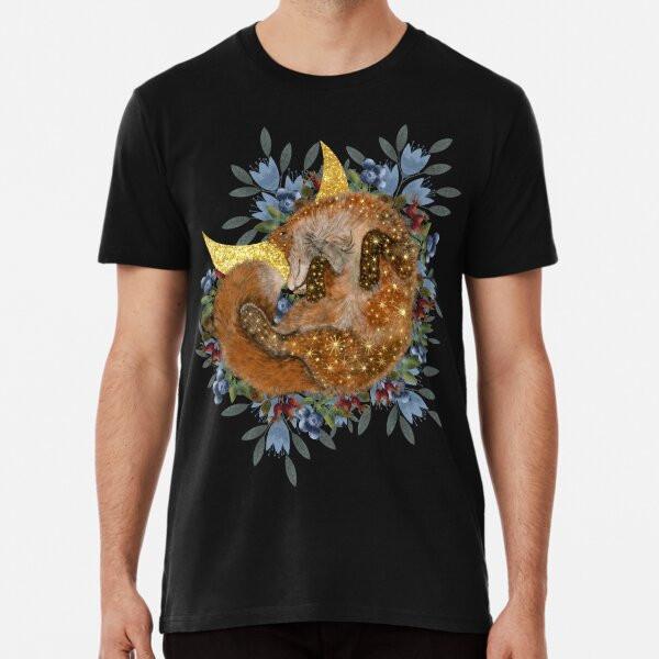 Cute fluffy fox sleeps in wildflowers made iT-Shirt S-5XL Best T-Shirt