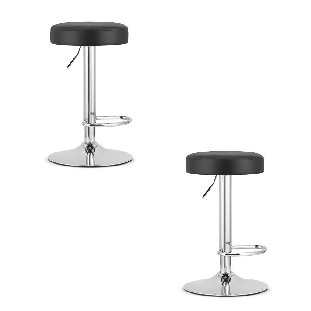 ROJST Stool - Black Eco-leather / Chrome Base X 2