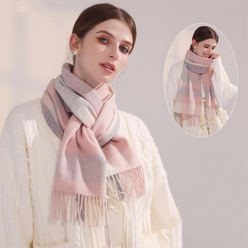 Women's Fashion Scottish Style Tartan Warm Scarf Plaid Soft Long Wrap Shawl Christmas Valentine's Day for Girlfrend Wife Mom