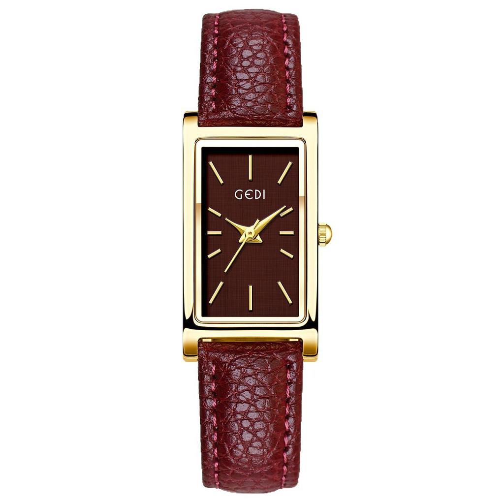 Premium Ankola Red Square Temperament Quartz Watch Minimalist Women'S Retro Belt Quartz Watch