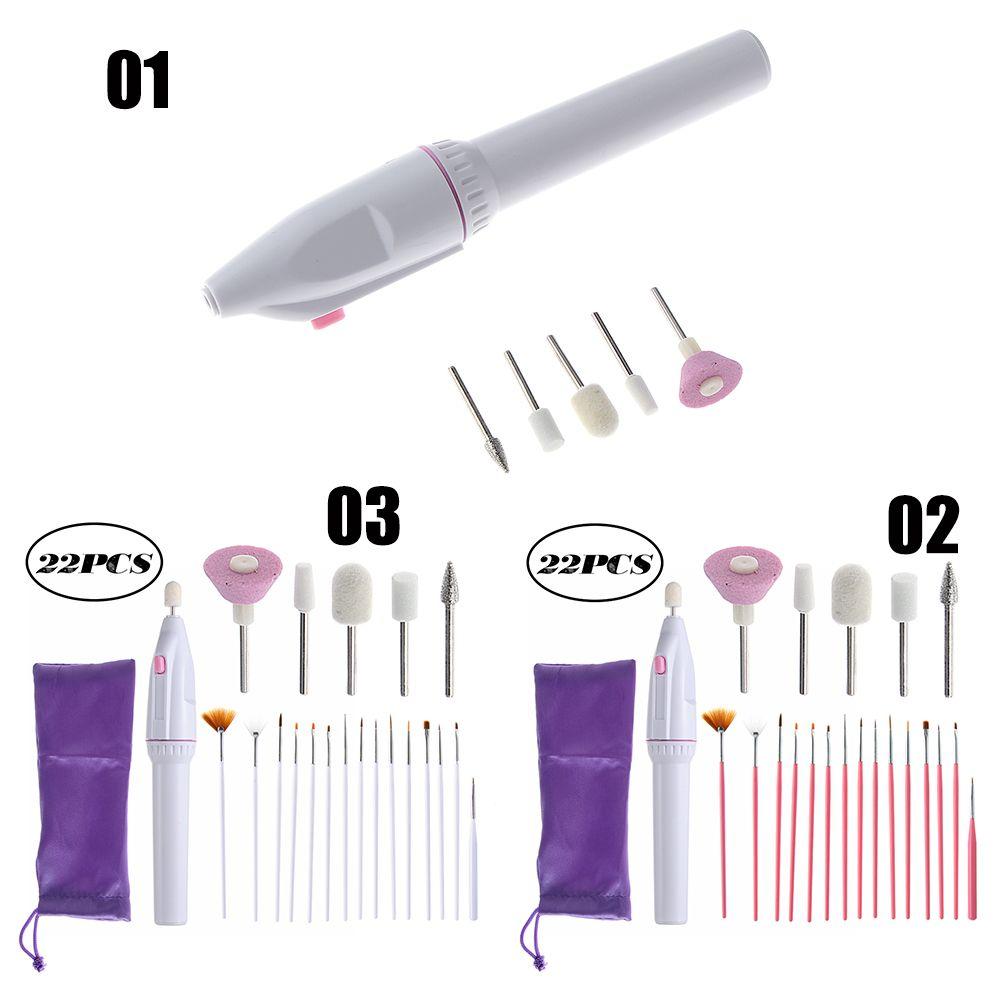 Módní vrtačky Přenosná sada elektrických pilníků na nehty Štětce na nehty pro manikúru Pilníky na nehty