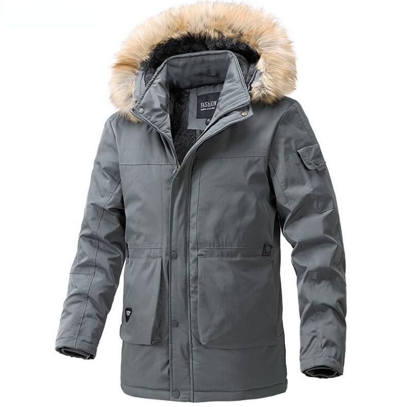 2024 New Winter Men Long Coat Military Fur Hood Warm Tactical Bomber Army Korean Thick Multi Pockets Overcoat Male Warm Parka