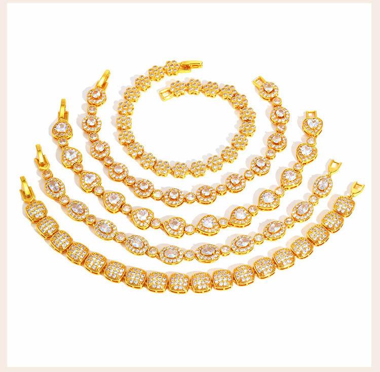 Tennisarmband für Damen, Strass 18K Gold Platin Iced Out Zirkonia Glieder Modisch Stapelbar Armreifen Schmuck