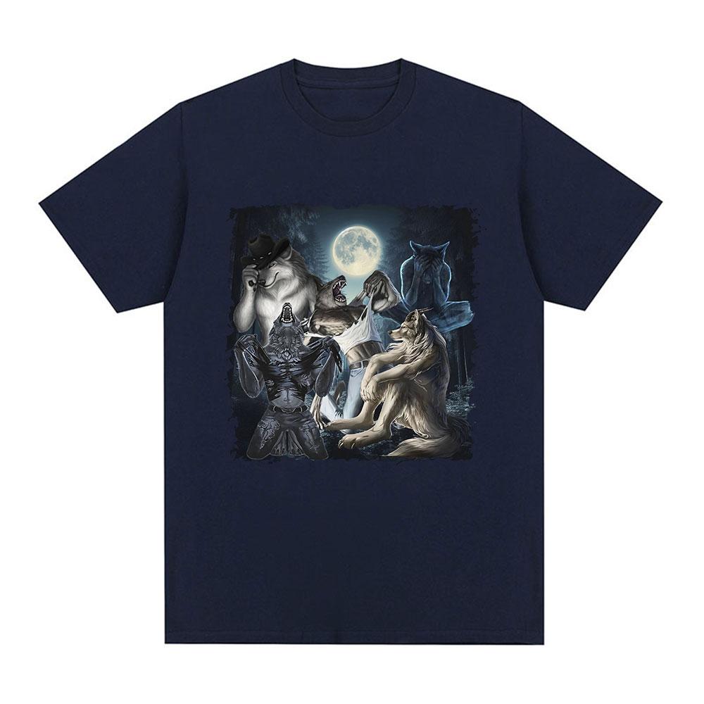 Sedící vlk Doslova já Vtipné meme Tričko Pánské Ležérní Bavlněné Krátký rukáv Harajuku Trička Hip Hop Vintage Harajuku Tričko