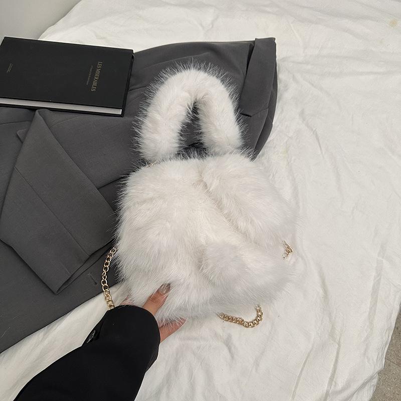 Mode süße Handtasche 2025 Herbst neue Persönlichkeit schöne niedliche Hase Plüsch Schulter Tragetasche